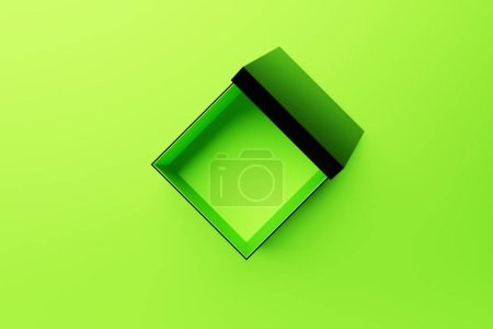 Foto de Vista superior realista de una caja verde. Burla de cubo blanco abierto. Plantilla de contenedor cuadrado, ilustración 3d - Imagen libre de derechos