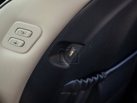 Photo for Novosibirsk, Russia - September 11  , 2023:   Hyundai Palisade ,  USB port in the car panel - Royalty Free Image
