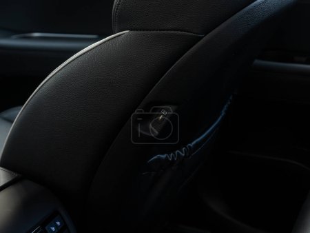 Photo for Novosibirsk, Russia - September 11  , 2023:   Hyundai Palisade,  close-up of black of usb  on car  seats , no trade marks - Royalty Free Image