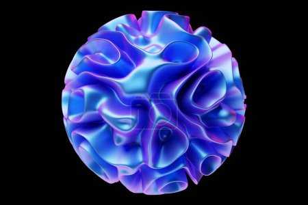 Photo for 3d wavy fluorescent sphere. Abstract shapes . iridescent glossy waves.  3d illustration. - Royalty Free Image