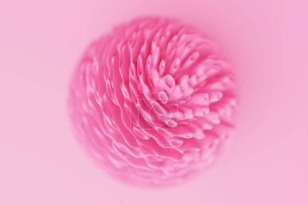 Foto de Esfera rosa fluorescente ondulada 3d. Formas abstractas. ondas brillantes iridiscentes. ilustración 3d. - Imagen libre de derechos