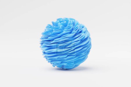 Téléchargez les photos : Illustration 3D d'une sphère bleue avec de nombreux visages et trous sur fond blanc. Cyber sphère de balle - en image libre de droit