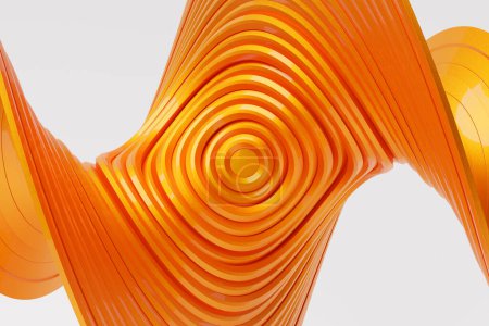 Téléchargez les photos : Illustration 3D d'une forme orange. Illustration 3D, illusion néon formes abstraites isométriques formes colorées entrelacées - en image libre de droit