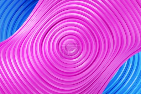 Foto de 3D representación abstracta de color rosa y azul fractal redonda, portal. Espiral redonda colorida. - Imagen libre de derechos