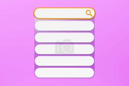 Foto de Ilustración 3D, elemento de diseño de barra de búsqueda sobre un fondo rosa. Barra de búsqueda para sitio web e interfaz de usuario, aplicaciones móviles. - Imagen libre de derechos