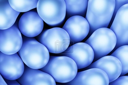Photo for 3d illustration of  blue   tubes. Set of shapes on monocrome background, pattern. Geometry  background - Royalty Free Image