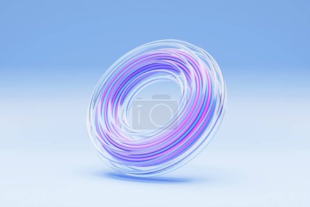 Photo for 3D illustration, neon pink  and blue  illusion isometric abstract shapes colorful shapes intertwined - Royalty Free Image