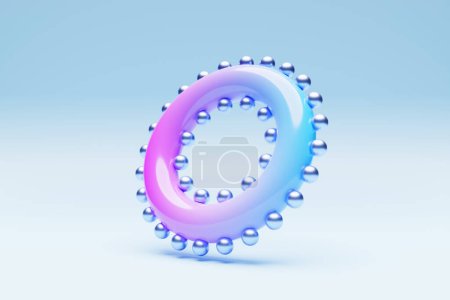 Téléchargez les photos : 3D illustration of a colorful torus. Fantastic cell.Simple geometric shapes - en image libre de droit