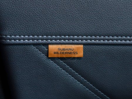 Photo for Novosibirsk, Russia -  November 10  , 2023:  Subaru Forester, close-up of the logo Subaru  on  leather seat - Royalty Free Image