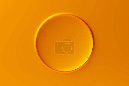 Photo for 3D illustration  of  yellow  round  frame  on a  monochrome wall for design - Royalty Free Image