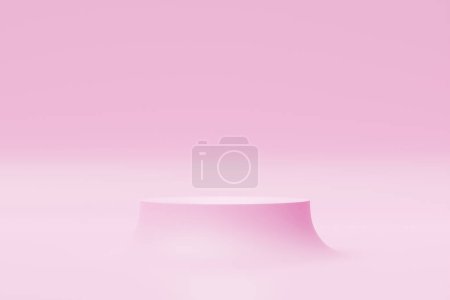 Téléchargez les photos : Podium cylindre 3D réaliste rose. Plateforme géométrique de rendu abstrait. Présentation du produit. Scène minimale. - en image libre de droit