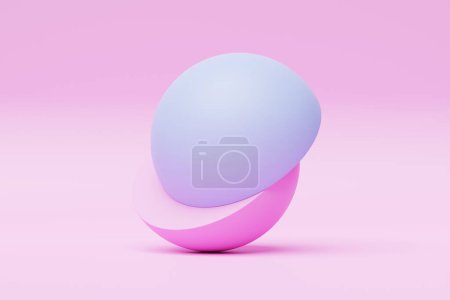 Téléchargez les photos : Illustration 3D d'une sphère rose et bleue sur fond rose. Cyber sphère de balle - en image libre de droit
