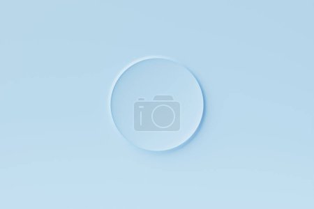 Téléchargez les photos : Illustration 3D du cadre rond bleu sur un mur monochrome pour la conception - en image libre de droit