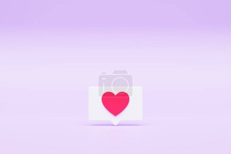 Téléchargez les photos : Illustration 3D Boîte de texte coeur, icône de coeur, notification d'amour des médias sociaux, icône d'amour pour Instagram dans la boîte de chat. Ensemble de coeur dans l'icône de bulle de parole. - en image libre de droit