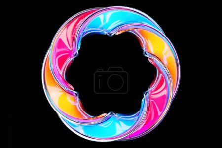 Foto de 3d illustration.Colorfuk torus sobre fondo negro, patrón. Fondo de geometría - Imagen libre de derechos