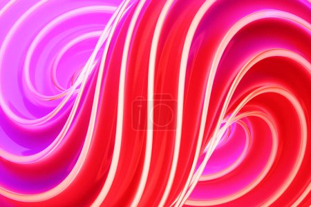 Photo for Geometric stripes similar to waves. Abstract        pink   and red  glowing crossing lines pattern, soft focus - Royalty Free Image