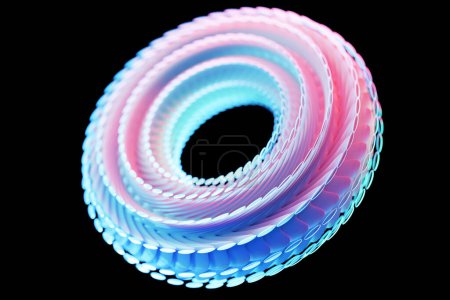 Photo for 3D illustaration of a  colorful volumetic  torus. Fantastic cell.Simple geometric shapes - Royalty Free Image