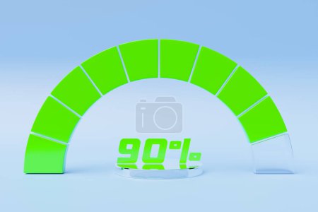 Photo for Energy meter, battery indicator and  charging progress with percentage 3D  template. Energy control measurement panel, car dashboard - Royalty Free Image