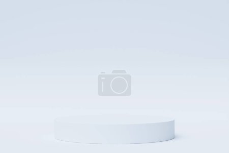 Téléchargez les photos : Illustration 3D d'un podium blanc. Rendement 3D. Minimalisme géométrie fond - en image libre de droit