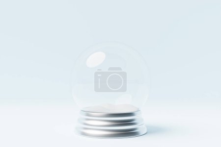 Téléchargez les photos : Balle sphérique en verre réaliste sur un podium sur un fond clair. Illustration 3d - en image libre de droit