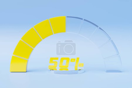 Photo for 3d illustration round control panel icon. Normal  risk concept on  spedometer. Credit rating scale - Royalty Free Image