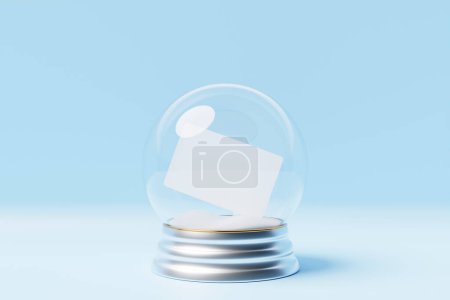 Téléchargez les photos : Balle sphérique en verre réaliste sur un podium sur un fond clair. Illustration 3d - en image libre de droit