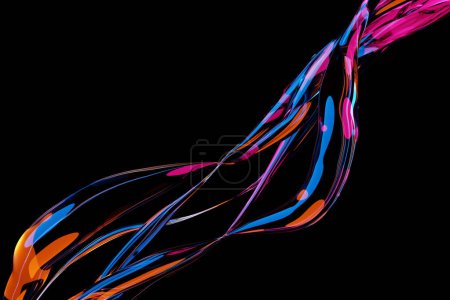 Foto de 3d ilustración de diseño de onda abstracta de colores sobre un fondo negro. Reconocimiento de voz, ecualizador, grabadora de audio. Símbolo de tecnología inteligente - Imagen libre de derechos