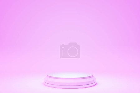 Photo for Pink  realistic 3d cylinder pedestal podium. Abstract  rendering geometric platform. Product display presentation. Minimal scene. - Royalty Free Image
