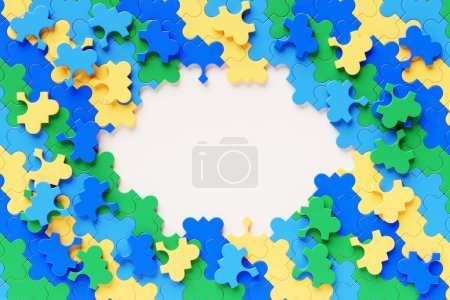 Téléchargez les photos : Illustration 3D de puzzle coloré, affaires stratégiques et éducation. - en image libre de droit