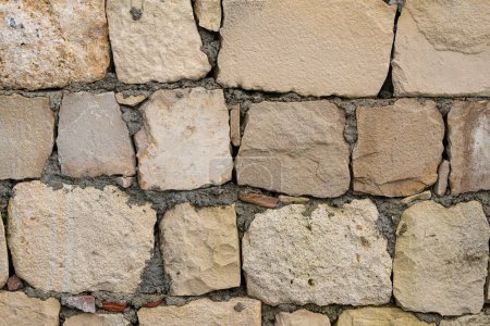 Foto de Fondo de la pared de piedra marrón-gris. Patrón de textura de la pared de pizarra y fondo - Imagen libre de derechos