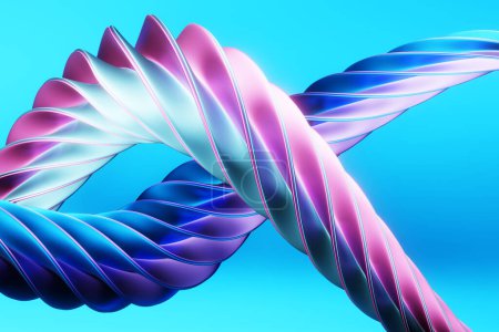 Foto de 3d ilustración de diseño de onda abstracta de colores sobre un fondo azul. - Imagen libre de derechos