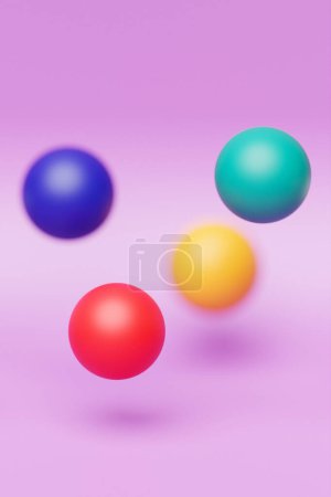 Photo for 3d illustration of a   colorful  spheres on a  pink  background. Digital metaball background of flying - Royalty Free Image