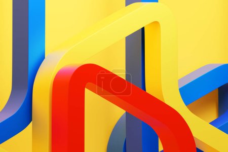 Foto de 3d ilustración de rayas de colores. Rayas geométricas similares a las ondas. Patrón de líneas de cruce abstractas - Imagen libre de derechos