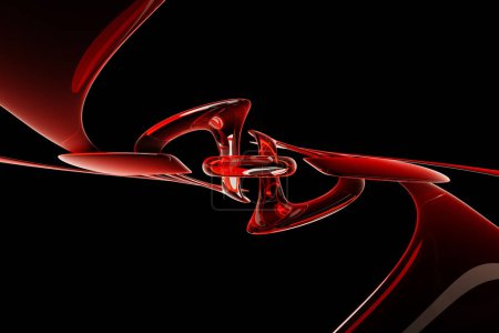 Foto de Cadena roja 3D sobre fondo negro. cadena de código digital. Renderizado 3D - Imagen libre de derechos