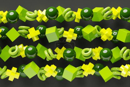 Foto de 3d ilustración patrón verde en estilo ornamental geométrico. Fondo geométrico abstracto, textura. Patrón piso del mosaico - Imagen libre de derechos