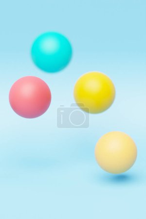 Photo for Close-up 3d  colorful  illustration. Different geometric shapes  sphere are placed at the same distance. Simple geometric shapes flying - Royalty Free Image