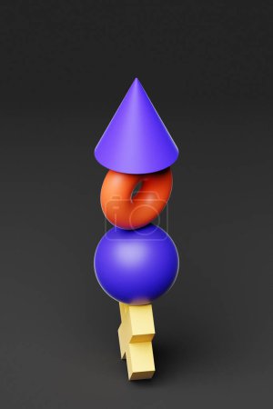 Foto de Pirámide multicolor de varias figuras de equilibrio, representación 3D - Imagen libre de derechos