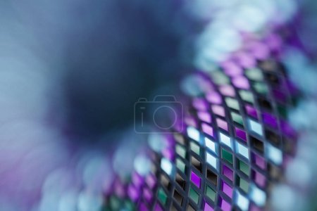 Photo for 3D illustration of volumetric colorful rhombuses,soft focus. Parallelogram pattern. technology geometry neon background - Royalty Free Image
