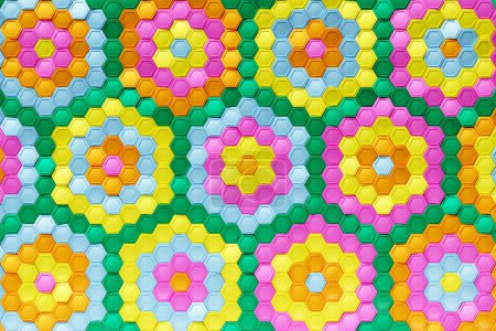 Foto de 3d ilustración de un colorido panal de abeja monocromo panal para la miel. Patrón de formas geométricas hexagonales simples, fondo de mosaico. Concepto de panal de abeja, Colmena - Imagen libre de derechos