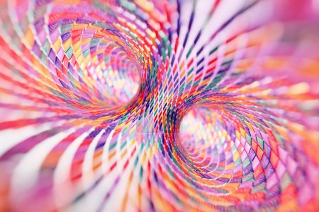 3d illustration of a portal from a circle,  walkway.   A close-up of a  colorful tunnel.