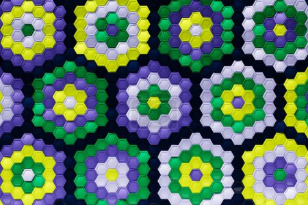 Photo for Multicolored pattern, hexagon pattern. 3D visualization - Royalty Free Image