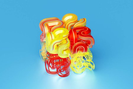 Foto de Ilustración 3D, ilusión colorida formas abstractas isométricas formas coloridas entrelazadas - Imagen libre de derechos