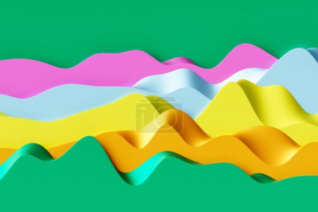 Photo for 3d rendering, abstract colorful  wave lines  on  green background. Creative wallpaper - Royalty Free Image