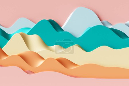 Foto de 3d ilustración de un fondo de degradado abstracto colorido con líneas. Impresión de las olas. Textura gráfica moderna. Patrón geométrico. - Imagen libre de derechos