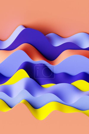 Photo for 3d illustration of a  colorful  abstract gradient background with lines. PRint from the waves. Modern graphic texture. Geometric pattern. - Royalty Free Image