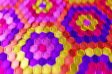 Mehrfarbiges Muster, Sechseckmuster. 3D-Visualisierung