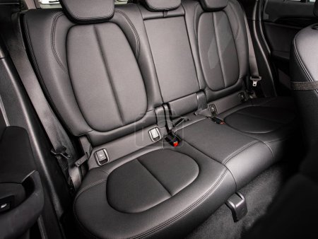 Photo for Novosibirsk, Russia - February  29 , 2024:  BMW X5, Car interior, part of back black  seats - Royalty Free Image