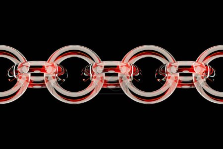 Foto de 3d ilustración de coloridas cadenas transparentes. Conjunto de cadenas sobre fondo negro. - Imagen libre de derechos