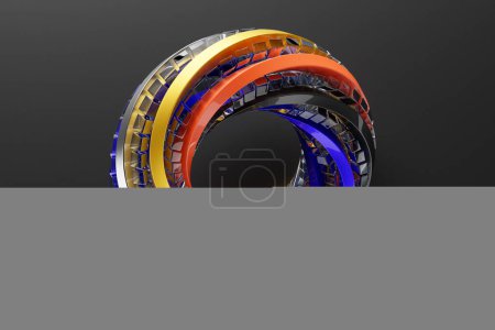 Photo for 3D illustaration of a   colorful   crystal torus. Fantastic cell.Simple geometric shapes - Royalty Free Image