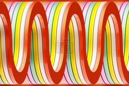 Téléchargez les photos : Rendu 3D d'un motif ondulé multicolore - en image libre de droit